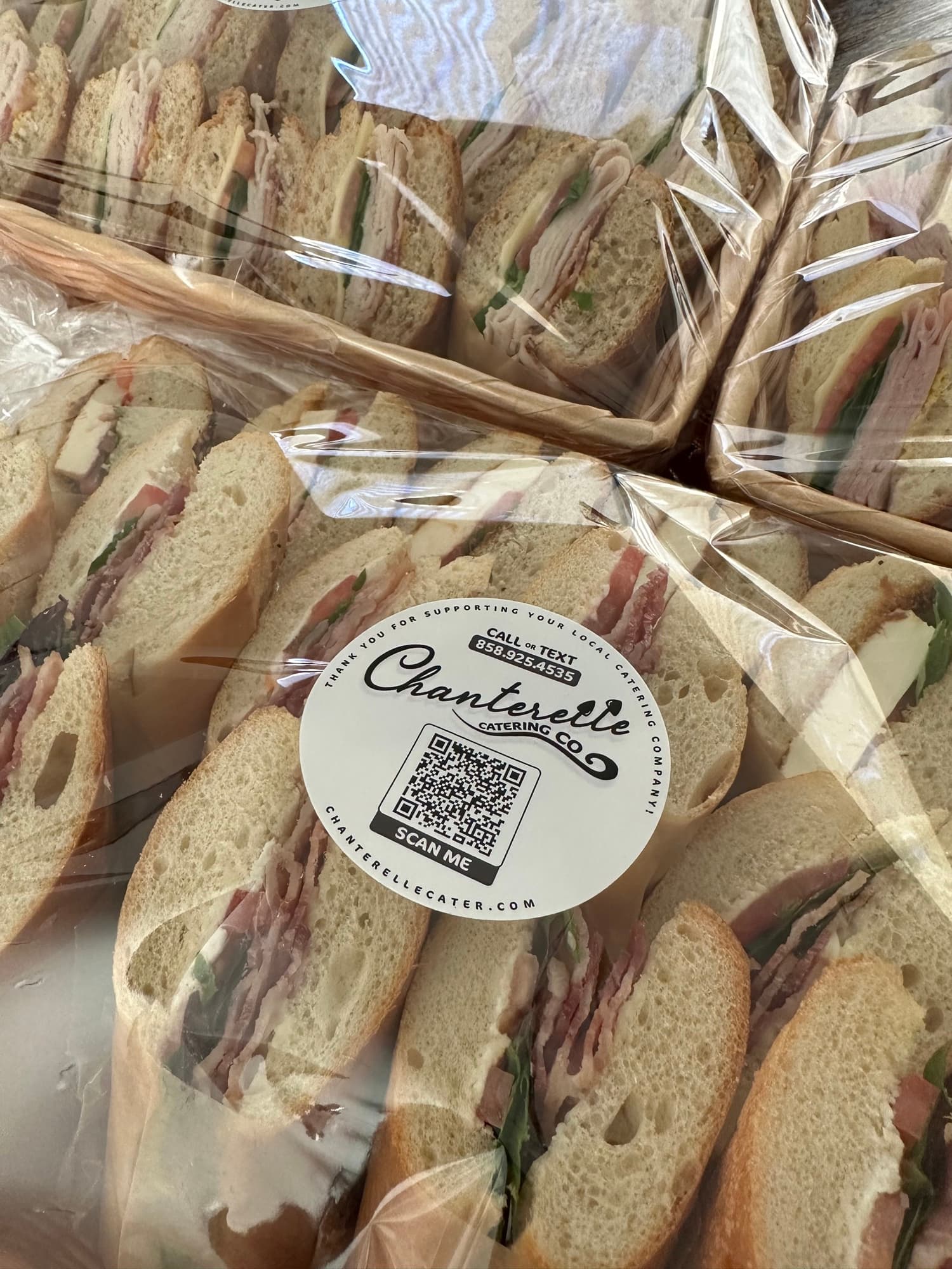 Tray of assorted baguette sandwiches
